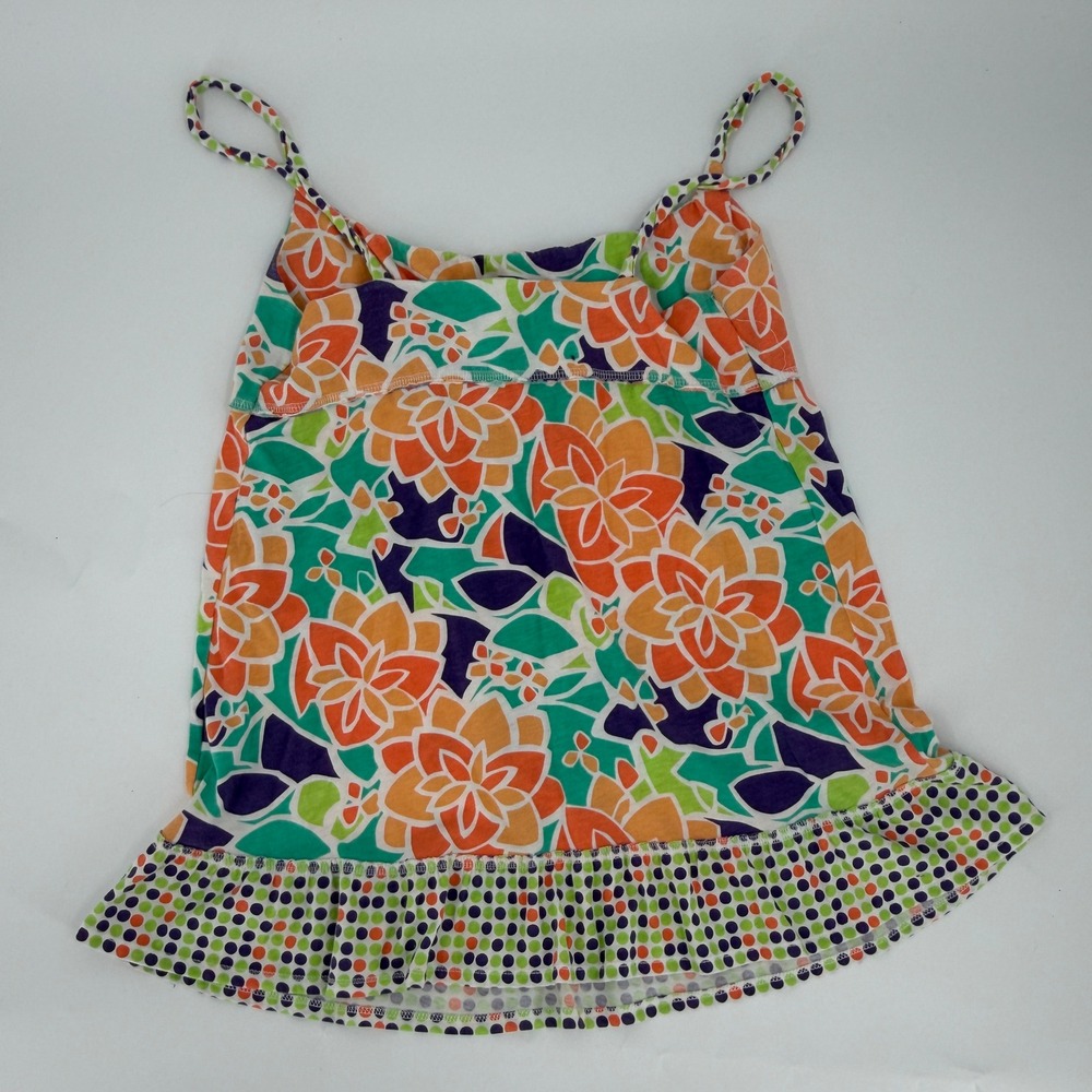 Lulu Floral Cami Babydoll Top Y2K Womens Size Medium Multicolor Polka Dot Ruffle